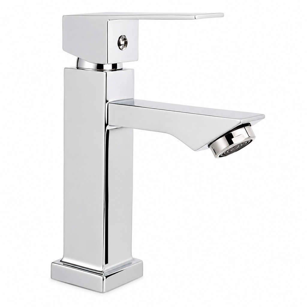 Torneira Monocomando Banheiro Lavabo Bica Baixa Cromada Misturador Água Quente e Fria