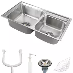 Kit Cuba para Cozinha Gourmet Pia Dupla Aço Inox com Acessórios sifão Ticunas Pingoo