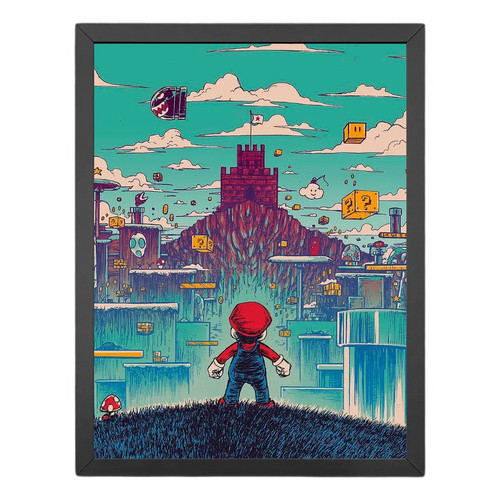 Quadro Decorativo Emoldurado Arcade Games Mario Bros Vidro Decoração Parede