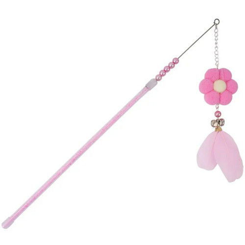 Varinha Interativa para Gatos com Corda Sino e Penas 40cm Brinquedo Pet