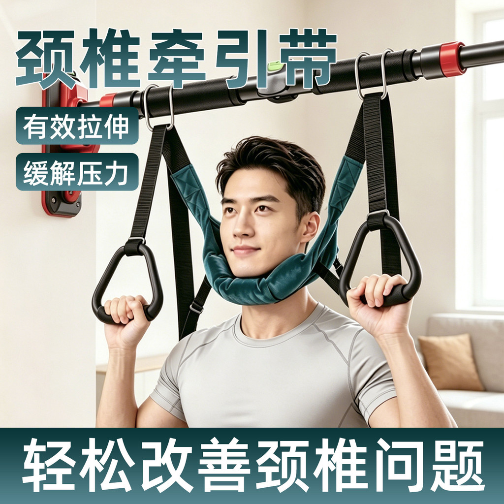 Cinta de tração cervical com suspensão de barra única, suporte cervical para pescoço, dispositivo de tração cervical cal