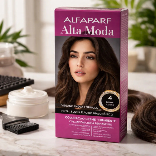 Tintura Creme Cabelo 4 Castanho Alfaparf Alta Moda 4 Castanho Médio