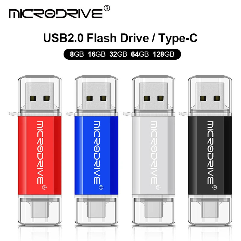 Pendrive Tipo C OTG USB Flash Drive 128GB 64GB 32GB 16GB 8GB 4GB Pen Drive USB 2.0 de Alta Velocidade para Dispositivos