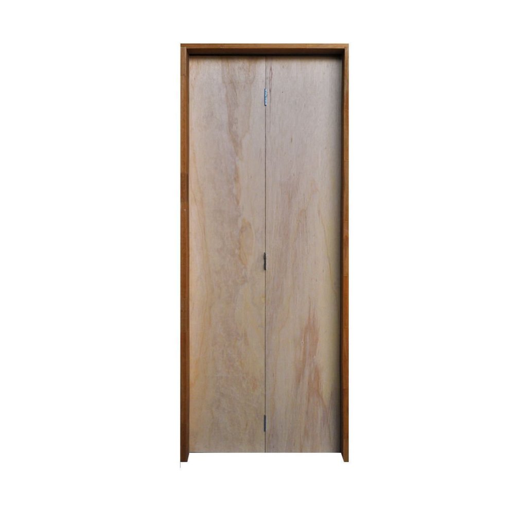 Kit Porta de Madeira Camarão 210x62cm Batente 11cm Rodam Abertura Direita Marrom/Amescla