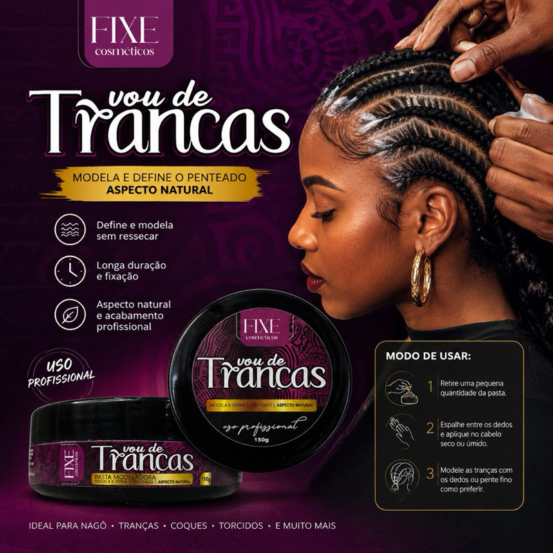 Pomada Modeladora Capilar 150g FIXE  Para Baby hair, Tranças E Acabamentos Duradouros