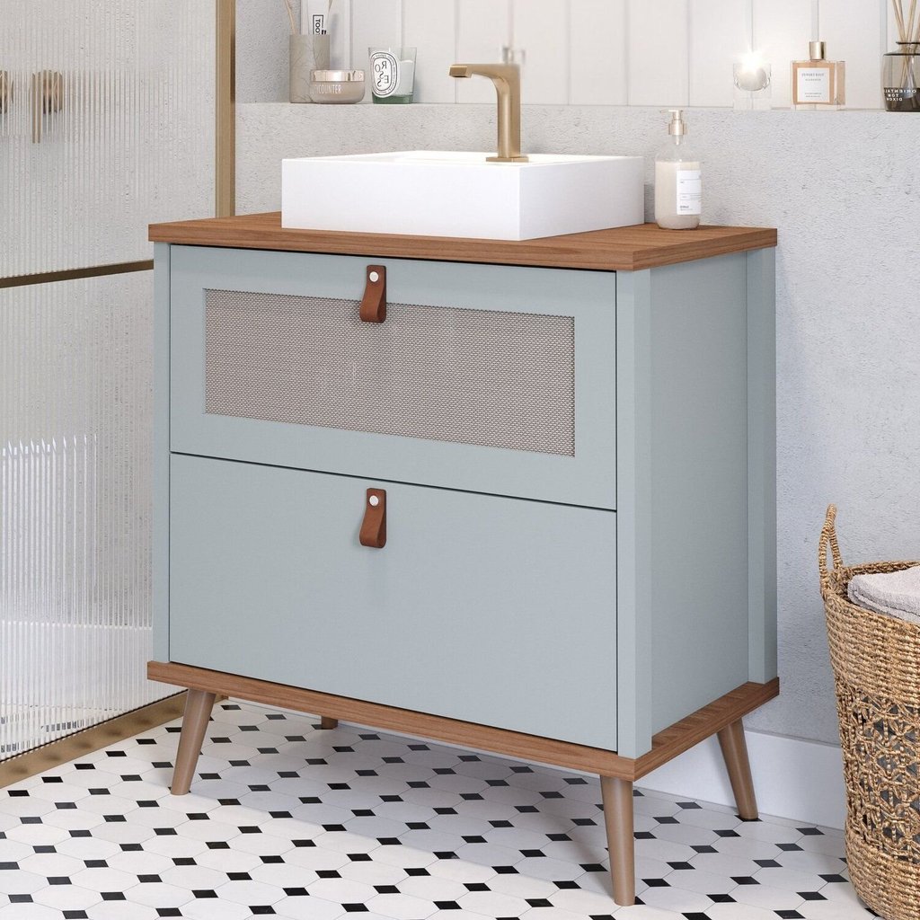 Gabinete para Banheiro com Cuba Mily Espresso Móveis Verde/Pistache Pistache