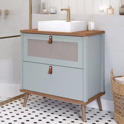 Gabinete para Banheiro com Cuba Mily Espresso Móveis Verde/Pistache Pistache