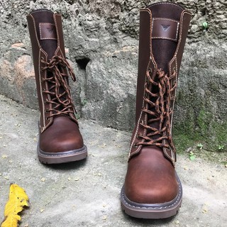 Botas Martin britânicas femininas de couro genuíno de cano alto retrô quentes para ciclismo botas de algodão botas