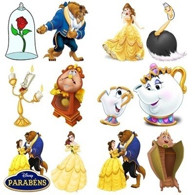 Bela e a Fera Kit Com 10 Displays de Mesa 20 cm Decoração Festa