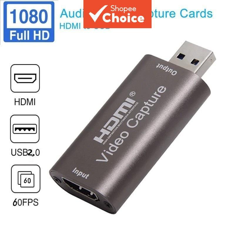 Placa de Captura de Vídeo USB 2.0 1080p Adaptador USB para HDMI Placa de Captura