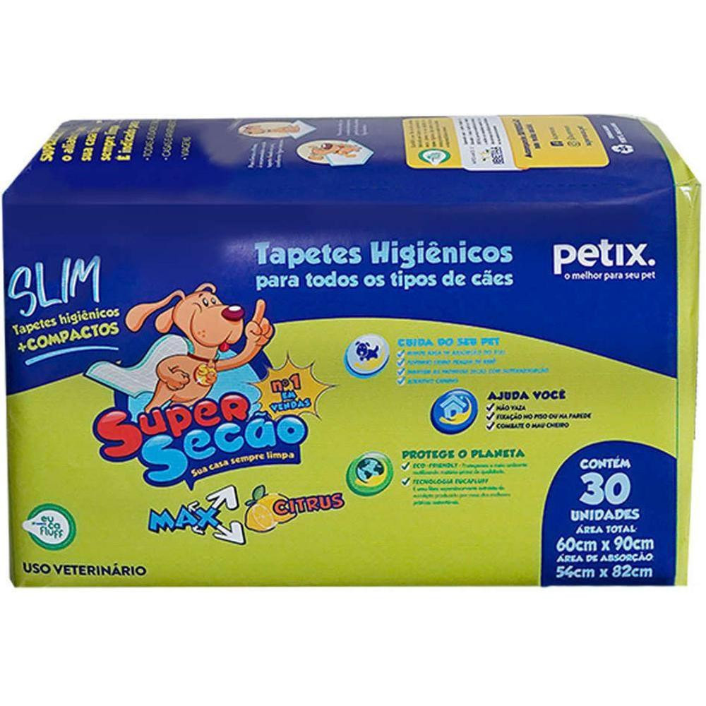 Tapete Higiênico Super Secão Max Citrus Slim 30 Unidades Petix