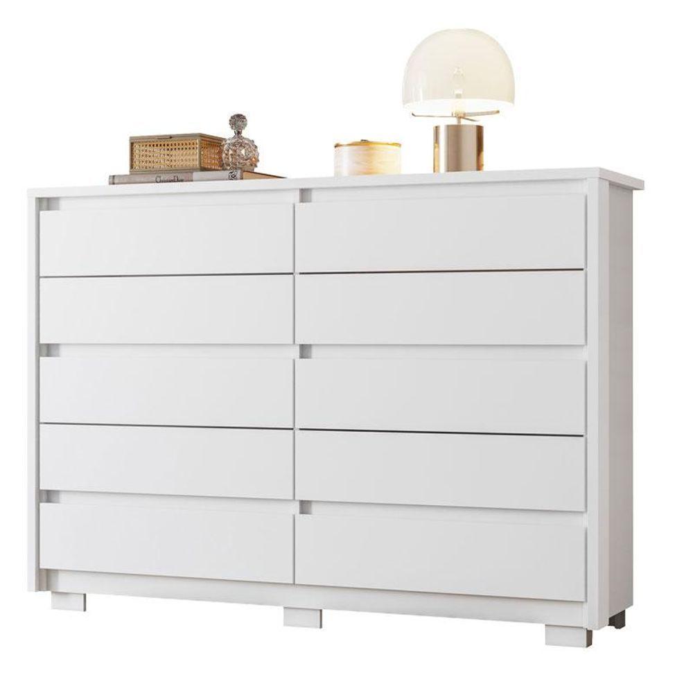 Cômoda Duetto 10 Gavetas MDP Corrediças Telescópicas Branco