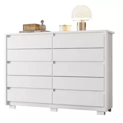 Cômoda Duetto 10 Gavetas MDP Corrediças Telescópicas Branco
