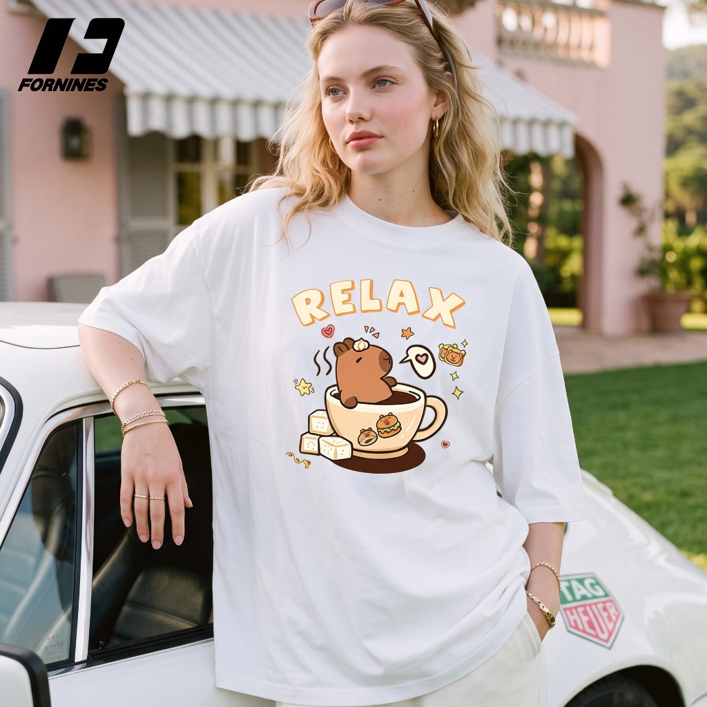 Camiseta Capivara Relax Meme 100% Algodão Penteado Estampa Profissional T-shirt Blusa Streetwear Unissex Oversize