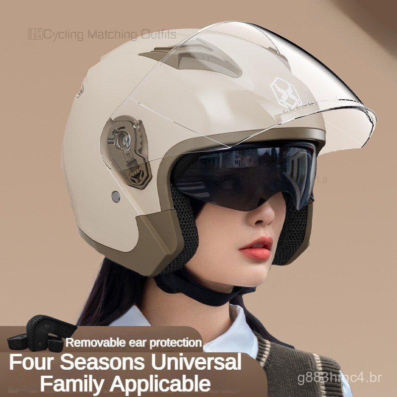 Capacete de Motocicleta, Capacete de Bateria para Carro, Capacete Aberto, Capacete Unissex para Todas as Estações, Prote