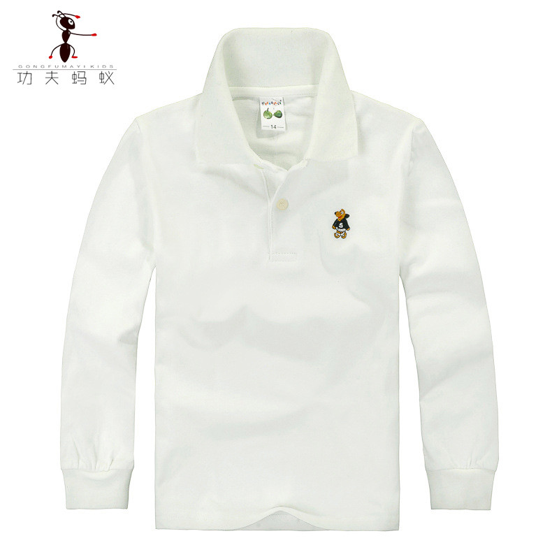 Crianças camiseta branca de manga comprida meninos algodão camiseta grandes mulheres primavera outono camisa de fundo un