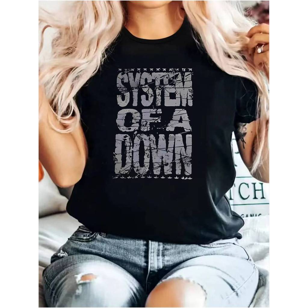 「BR.Moonlight」Camiseta Unissex System of a Down Banda Rock Estampa Grafite Confortável Estilosa Divertida Moda Casual