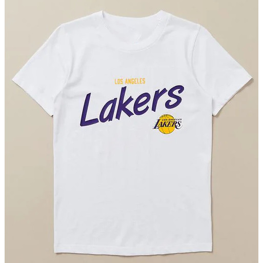 Camiseta Masculina Feminina Oversized Estampa Los Angeles Lakers Letras e Logo Basquete T-shirt Streetwear Unissex