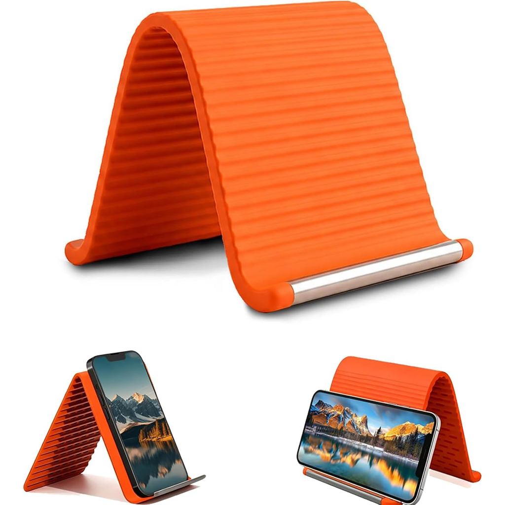 Suporte De Telefone De Silicone , Ajustável , Flexível E Pasta-Com Alumínio , Montagem Para Tablet Laptop (Laranja)