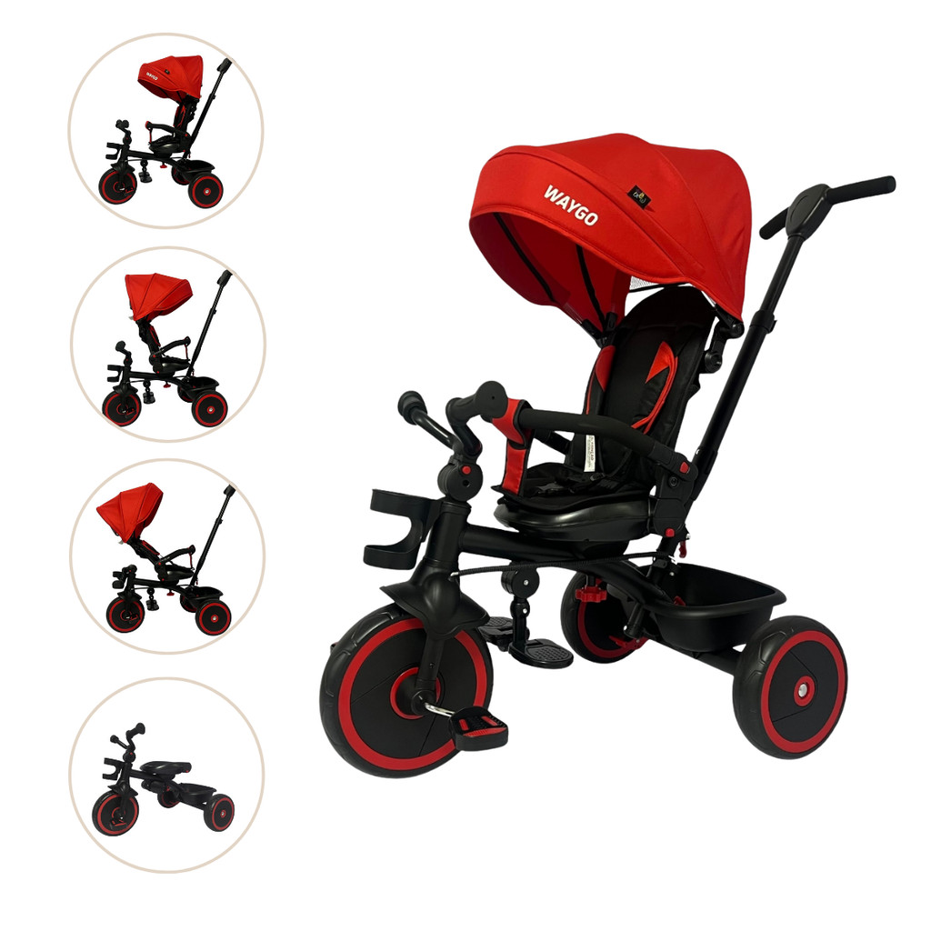 Triciclo Infantil com Empurrador 2 em 1 Waygo Verm Maxi Toys em Oferta na Shopee