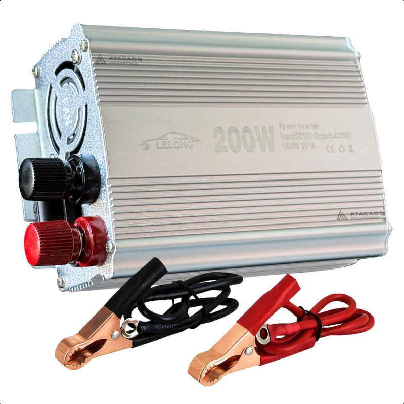 Inversor De Tensão 200w 12v Para 110v Ou 220v Conector USB Conversor de voltagem para carro