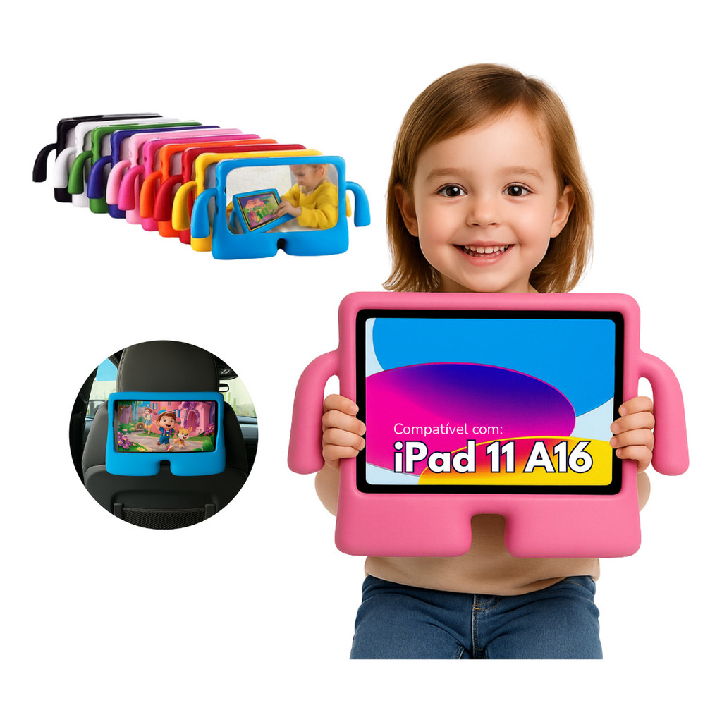 Capa Infantil com Bracinhos + Película iPad 11 A16 11pol