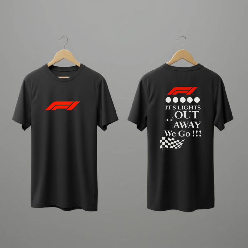 Camiseta Básica Formula 1 F1 Corrida Branca Preta, Camiseta Casual Esporte