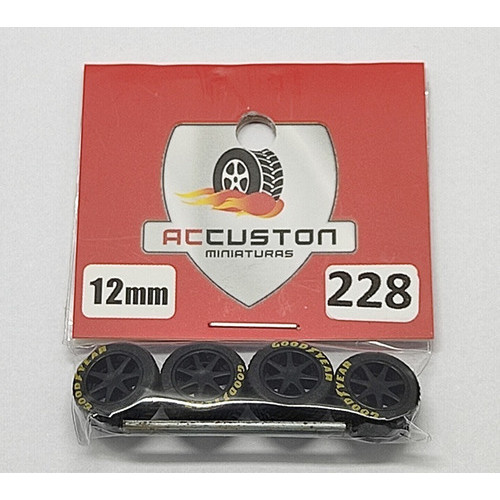 Rodas com pneu de borracha Para Customização de Hot Wheels Matchbox e Miniaturas 1/64  Ac Custon 12 mm modelo 228