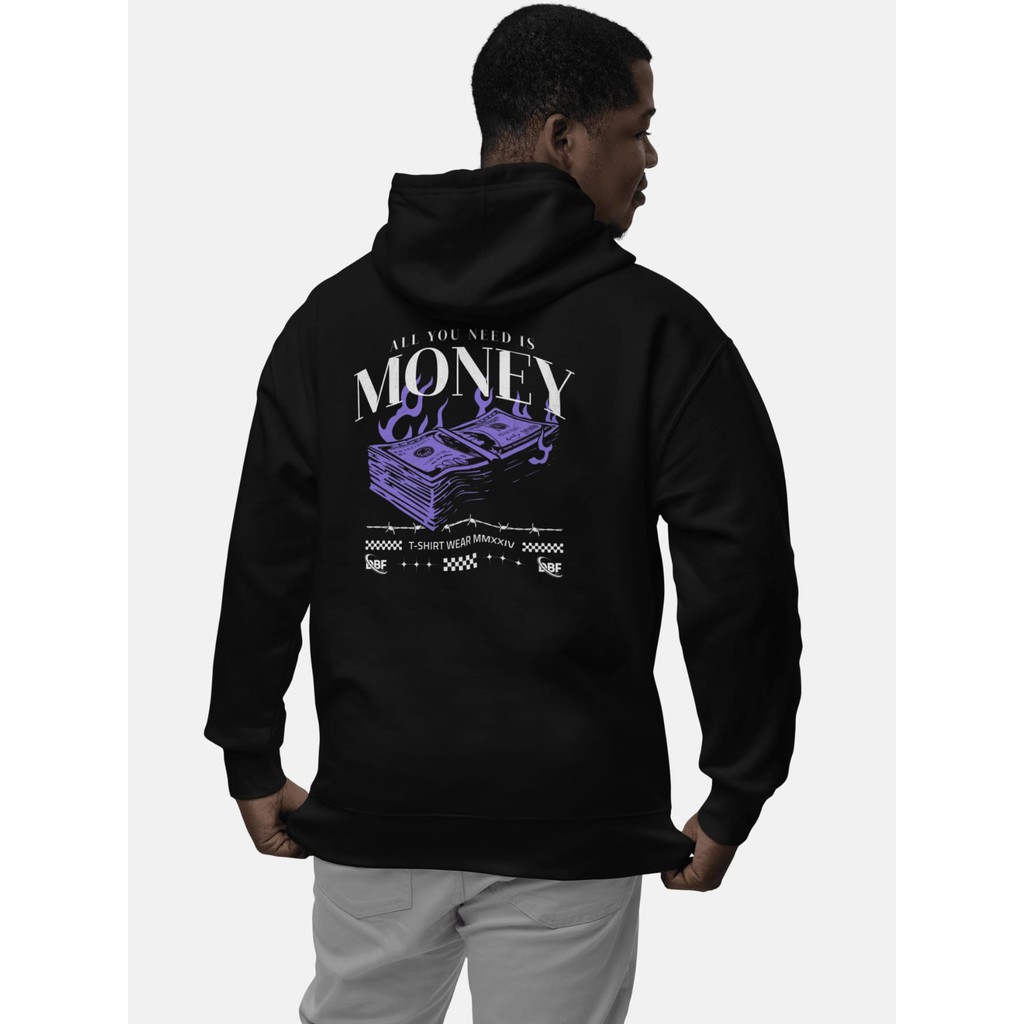 Blusa de Frio Moletom Canguru Masculino Unissex Flanelado Skatista Streetwear Estampa Grande Money