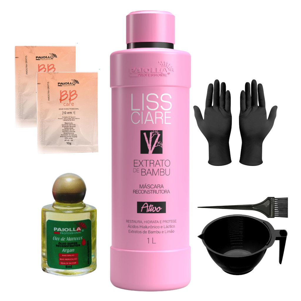 PAIOLLA ESCOVA PROGRESSIVA + ÓLEO ARGAN + KIT PINTURA + LUVA