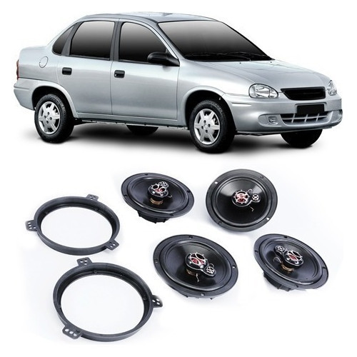 Kit Alto Falantes Triaxial 6 Pol Foxer Kf051 Corsa Classic