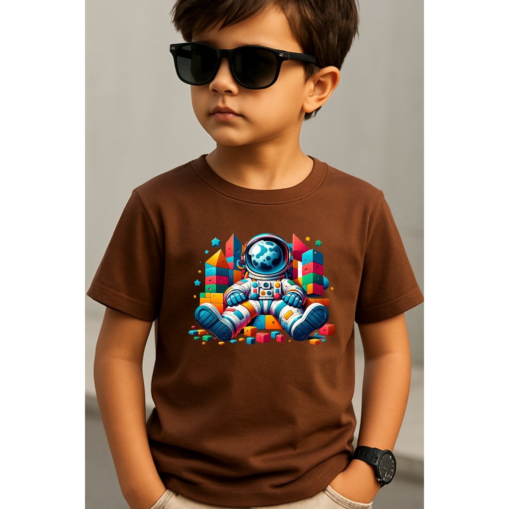 Camiseta Infantil Astronauta Universo Planetas Presente Dia das Crianças Malha Algodão