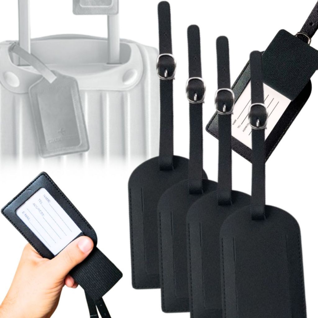 Kit de 1 a 4 Tag Identificador de Mala em Couro ecologico