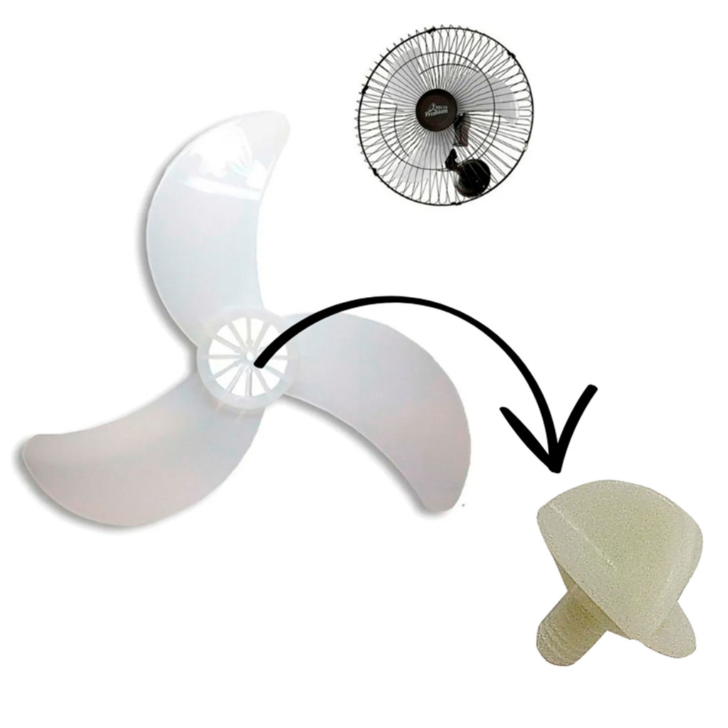 Parafuso Para Hélice Ventilador Oscilante Venti-Delta 40 50 60 cm Eixo Rosca Interna Nylon Branco