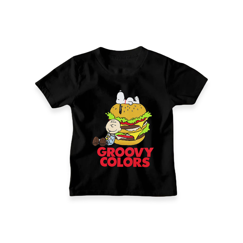 BR.Moonlight Camiseta Unissex Snoopy Charlie Brown Hambúrguer "Cores Groovy" Oversized 100% Algodão