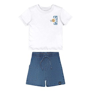 Conjunto Camiseta e Bermuda Bebê Quimby em Oferta na Shopee