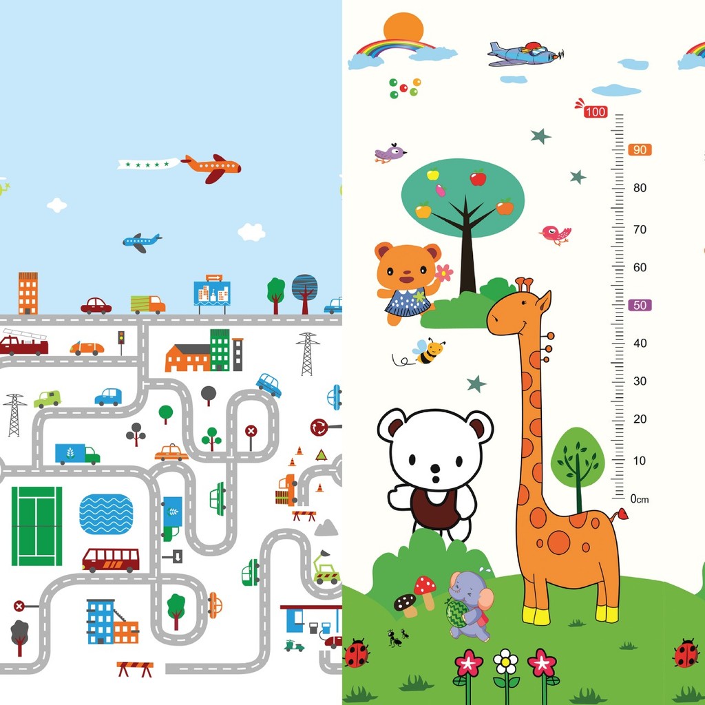 Tapete de Atividades Dupla Face Pista de Carrinho Zoo 200x150x0,8 cm – Diversão e Estímulo para Crianças