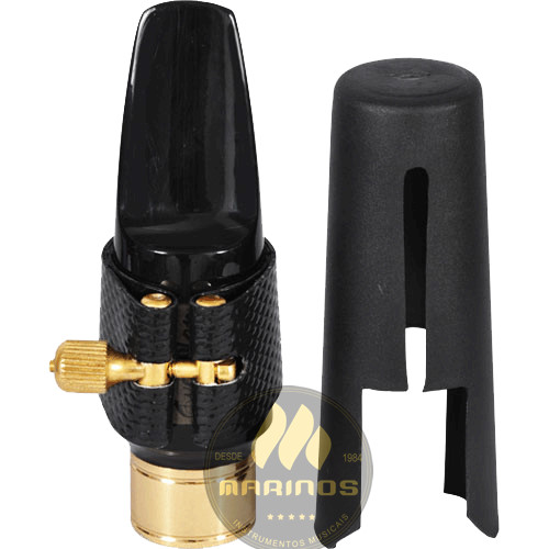 Boquilha EVERTON Sax Tenor Anel de Metal 6 (Resina) + Braçadeira e Tampa – Som vintage