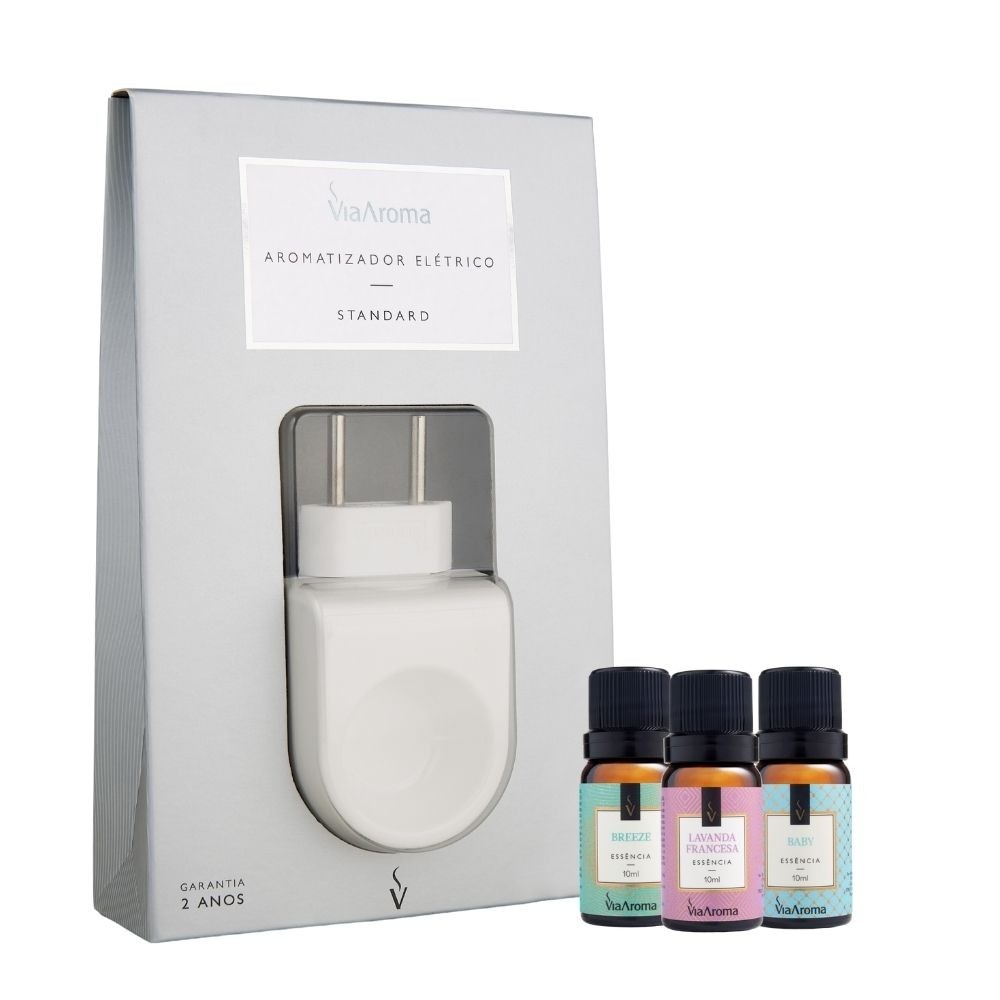 Kit Aromatizador Standard mais 3 Essências Via Aroma - Breeze, Lavanda Francesa e Baby em Oferta na Shopee