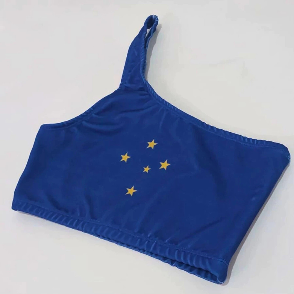 Top Cropped Blusinha 1 Ombro Só Mula Manca Time Celeste  Fitness Academia Times Personalizado Promoção