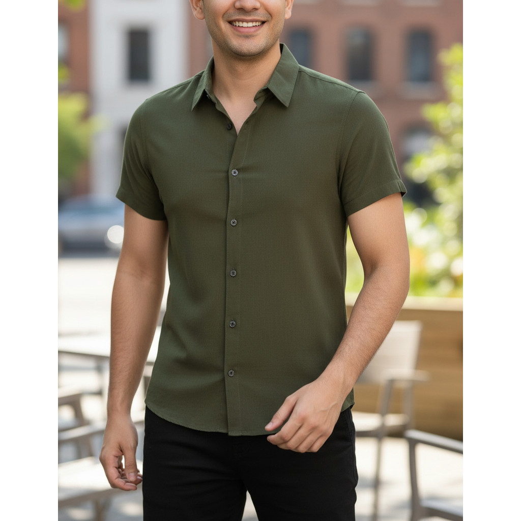 Camisas masculinas de manga curta - Camisas de verão - Camisas frescas - Roupas de praia