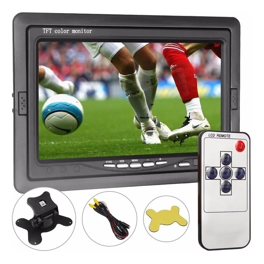 Monitor 7 Polegadas Com 2 Entradas Rca De Video Av Controle Adequado Para Veículo