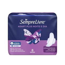 Absorvente s/pre Livre Adapt Plus Note Dia Suave c/ Abas 8un