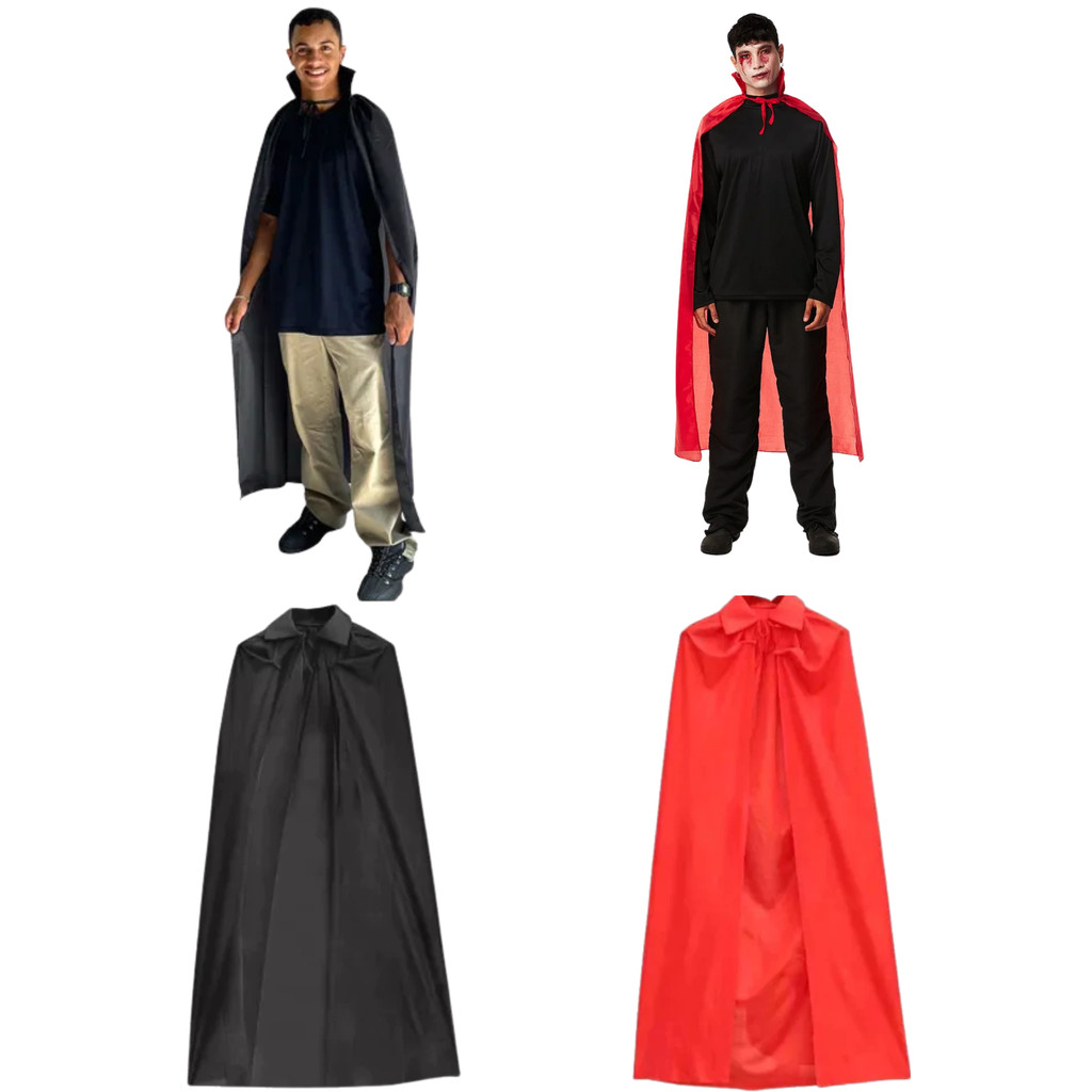 Fantasia Capa Vampiro Dracula Adulto Halloween Carnaval – Vermelha ou Preta