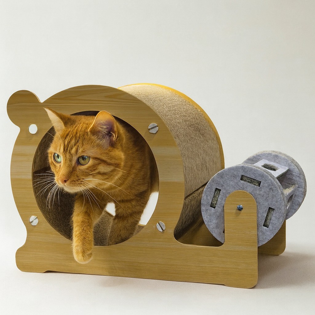 Brinquedo Toca Interativo e Multifuncional para Gatos com Arranhador e Rodinha