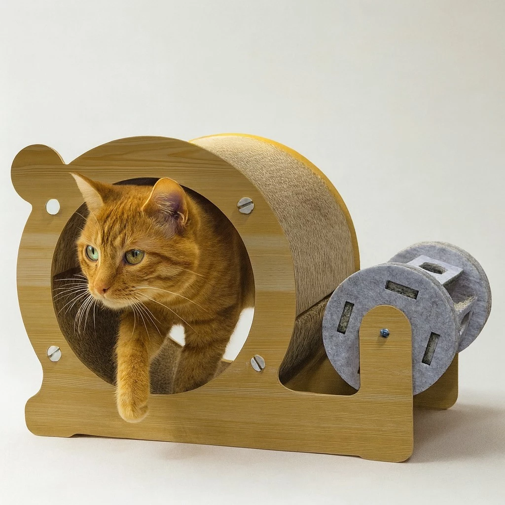 Brinquedo Toca Interativo e Multifuncional para Gatos com Arranhador e Rodinha — imagem 1