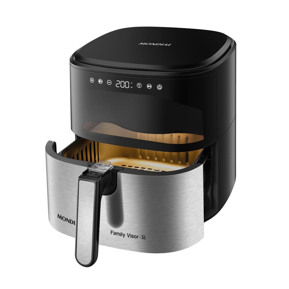 Fritadeira Sem Óleo Air Fryer Digital 5L  Mondial  Preto e Inox  2000W- AF-50-DVI em Oferta na Shopee