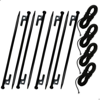 KIT 08 ESTACAs Grande 40Cm em Aço + 04 Elásticos para varetas 6mts cada Reparo de Barracas