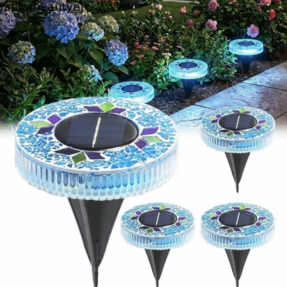 Luzes LED De Estaca De Jardim FALLFORBEAUTYEJ , Luz De Disco Solar De Formato Redondo Com Sensor Do Crepúsculo Ao Amanhe