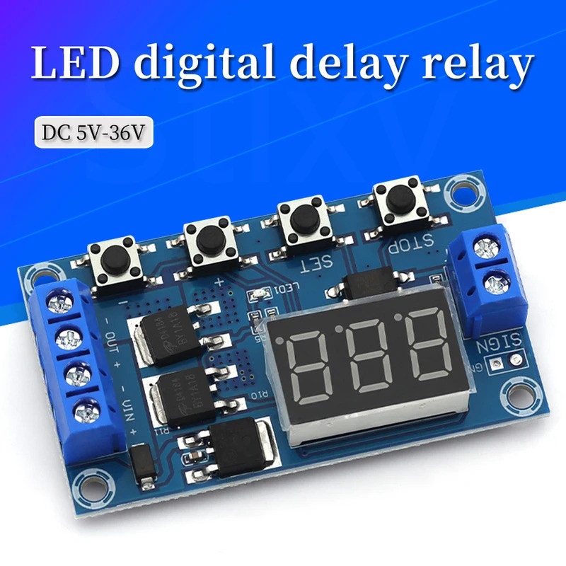 DC 5V ~ 36V Duplo MOS LED Relé De Atraso De Tempo Digital Gatilho Ciclo Temporizador Interruptor Placa De Circuito Módul